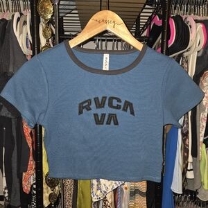 RVCA Teal Crop Top with Black Logo